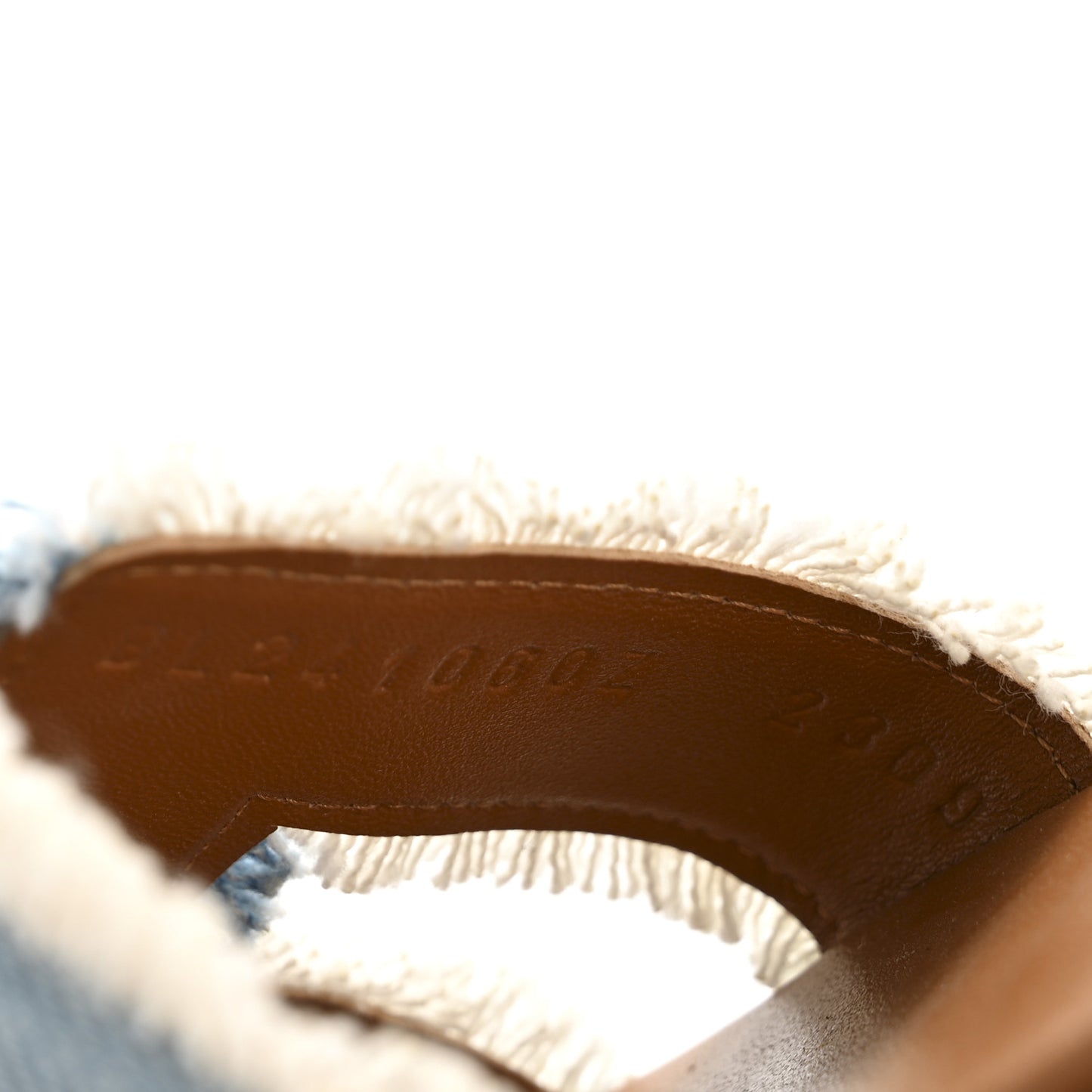 Denim Oran Fringe Sandals 37 Bleu Clair