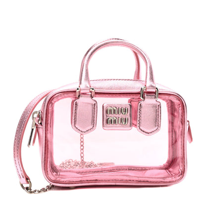 Miu Miu Metallic Nappa Plexi Vinyl Mini Top Handle Crossbody Rosa Mordore 1 of 9