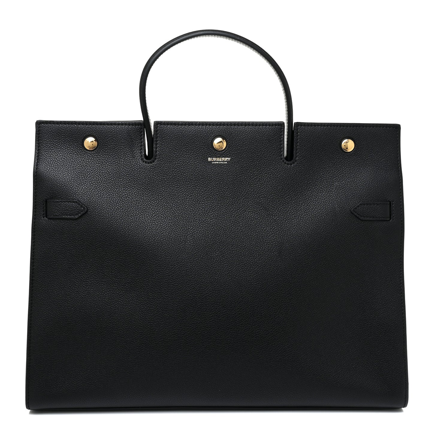 Grainy Calfskin Large Title Bag Black