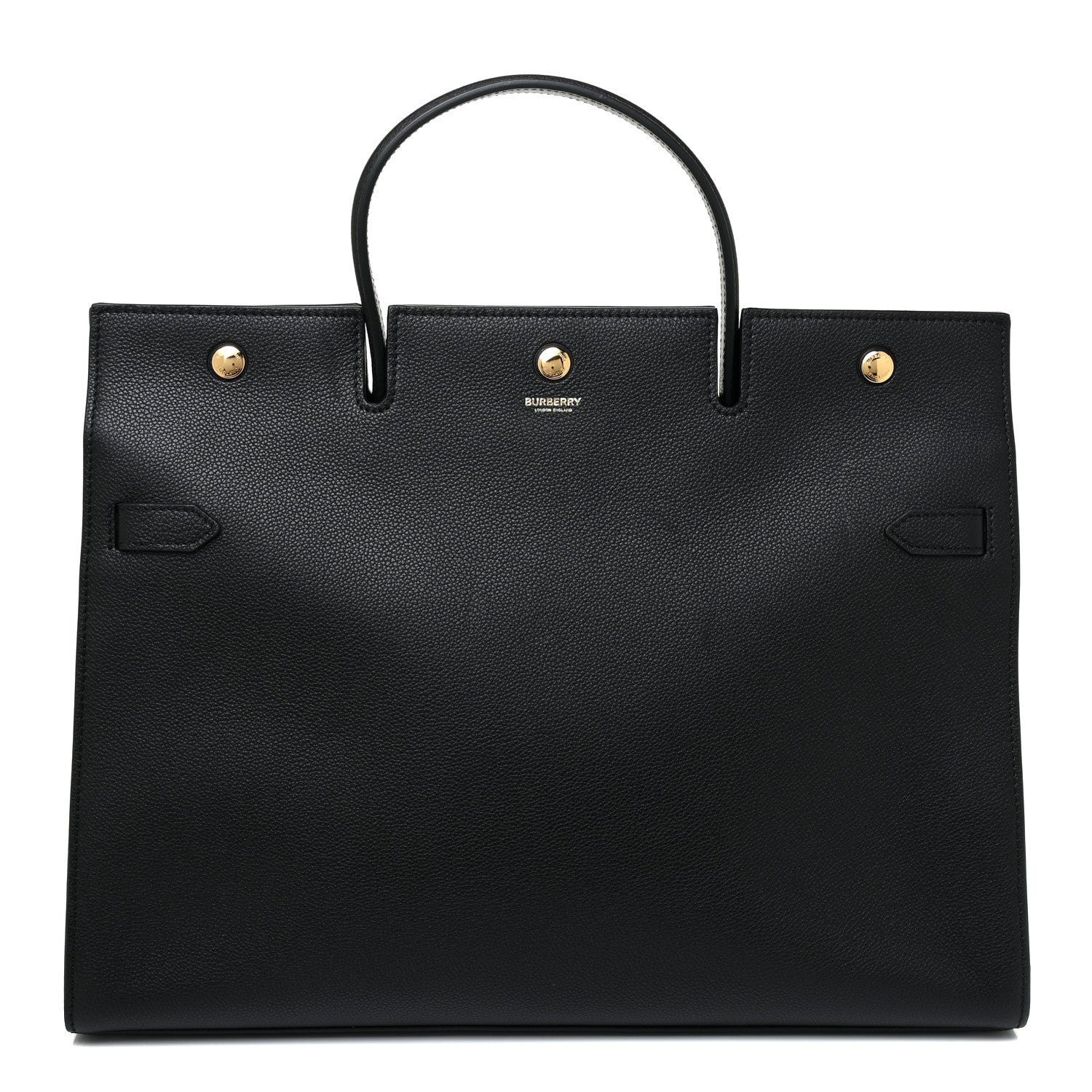 Burberry Grainy Calfskin Large Title Bag Black 1 of 18