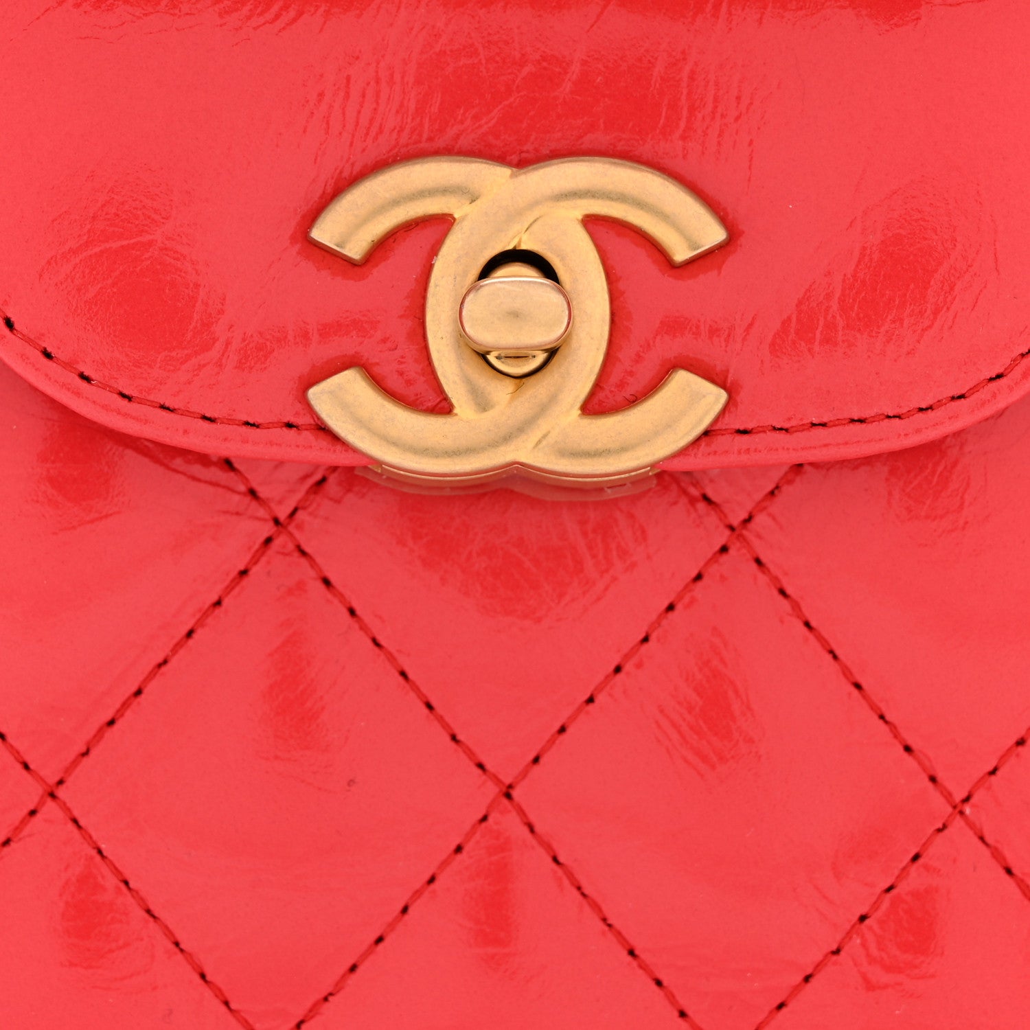 Chanel Shiny Aged Calfskin Quilted Nano Kelly Shopper Red 11 of 12