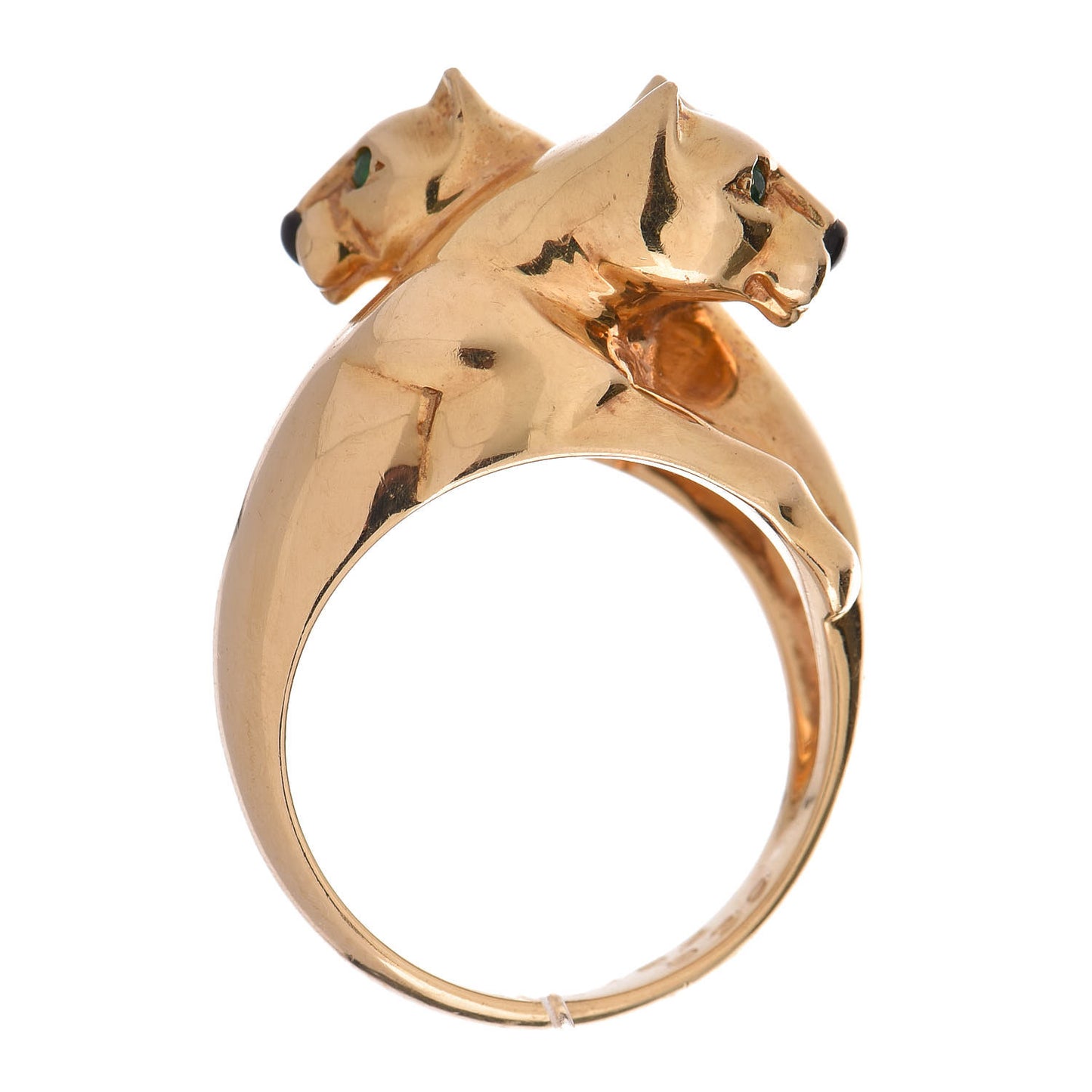 18K Yellow Gold Black Onyx Tsavorite Double Panthere De Cartier Ring 51 5.75