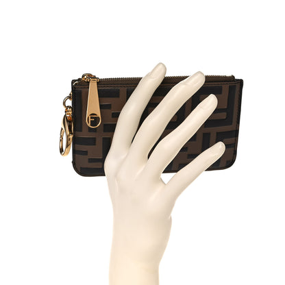 Fendi Vitello Soft F is Fendi Bi-Color FF 1974 Embossed Key Case Pouch Maya Black 2 of 7