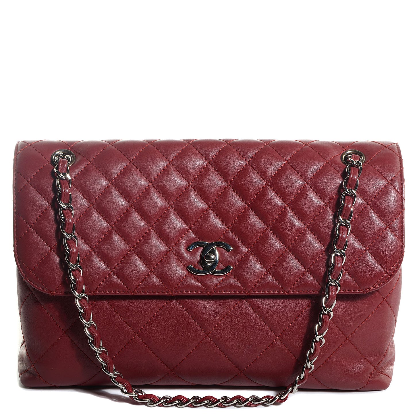 Calfskin Quilted In the Business Flap Bag Dark Red