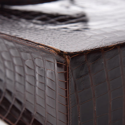 Chanel Shiny Crocodile Top Handle Tote Chocolate 14 of 19