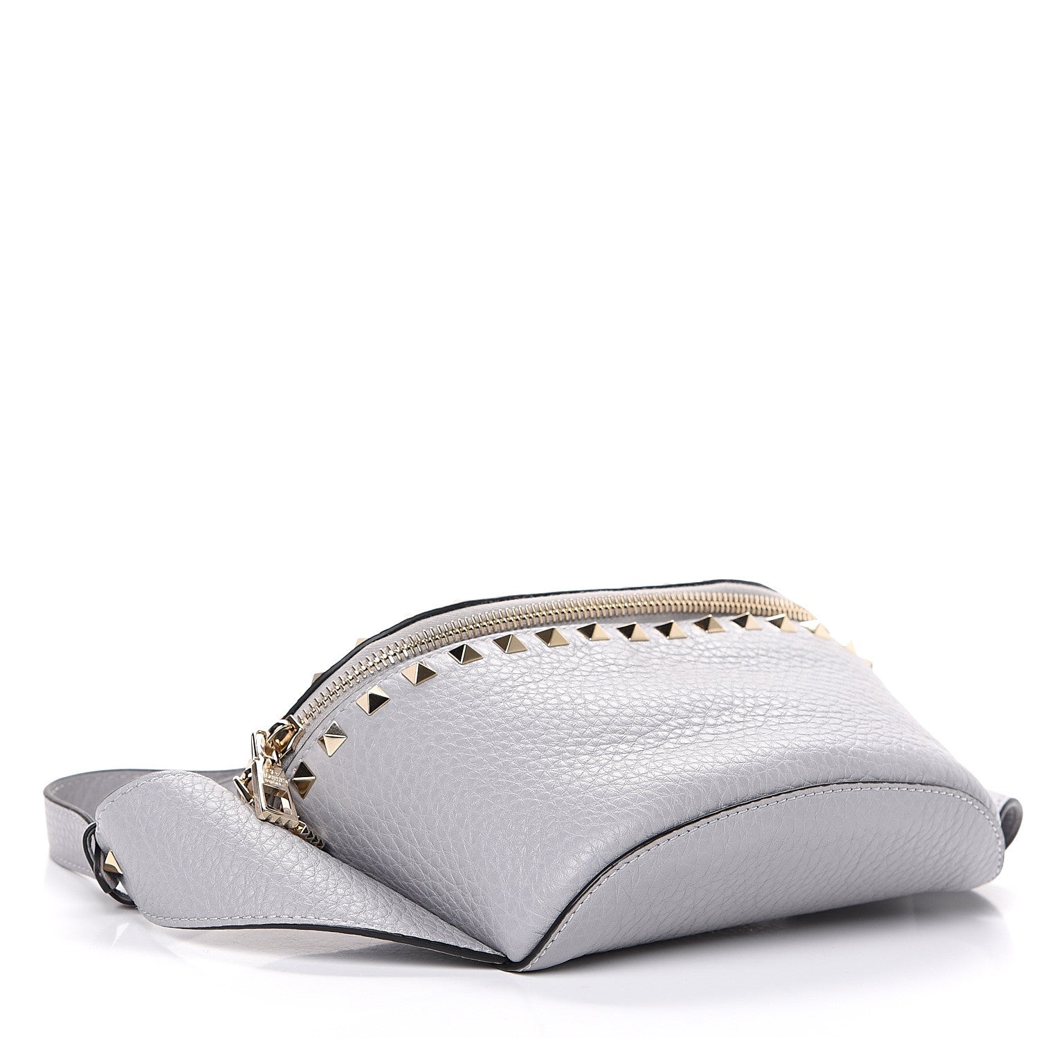 Valentino Garavani Grained Calfskin Rockstud Belt Bag 85 Pastel Grey 3 of 9