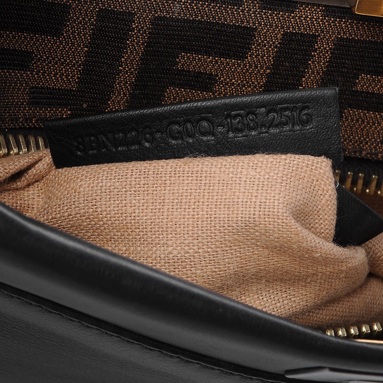 Fendi Vitello Zucca Medium Peekaboo Iconic Satchel Black Tobacco 8 of 8