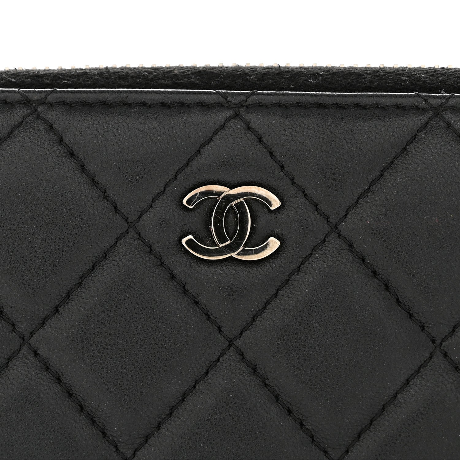 Chanel Lambskin Quilted Large Gusset Zip Around Wallet Black 10 of 12
