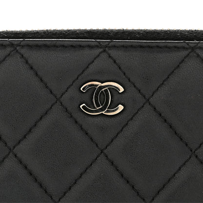 Chanel Lambskin Quilted Large Gusset Zip Around Wallet Black 10 of 12