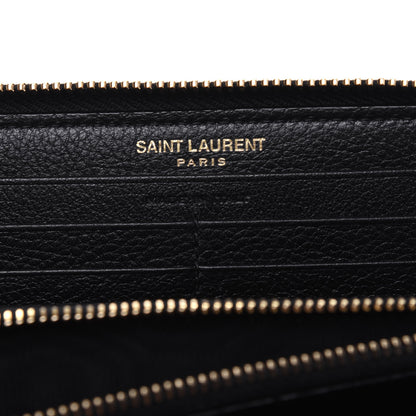 Saint Laurent Grained Calfskin Zip Around Wallet Black 12 of 32