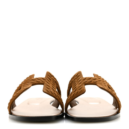 Hermes Suede Goatskin Braided Oran Sandals 40 Brun Fume 3 of 10