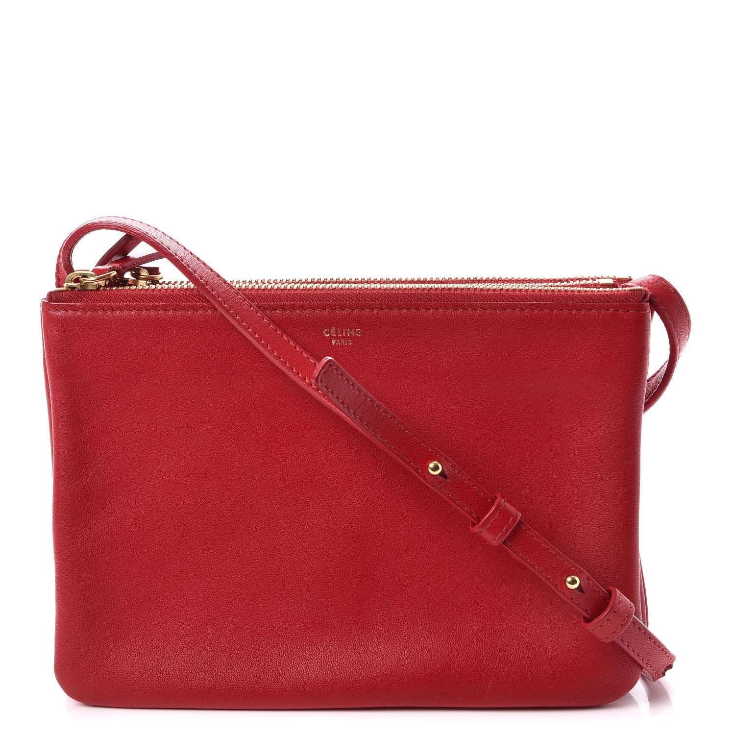 Celine Lambskin Small Trio Crossbody Bag Red 1 of 9