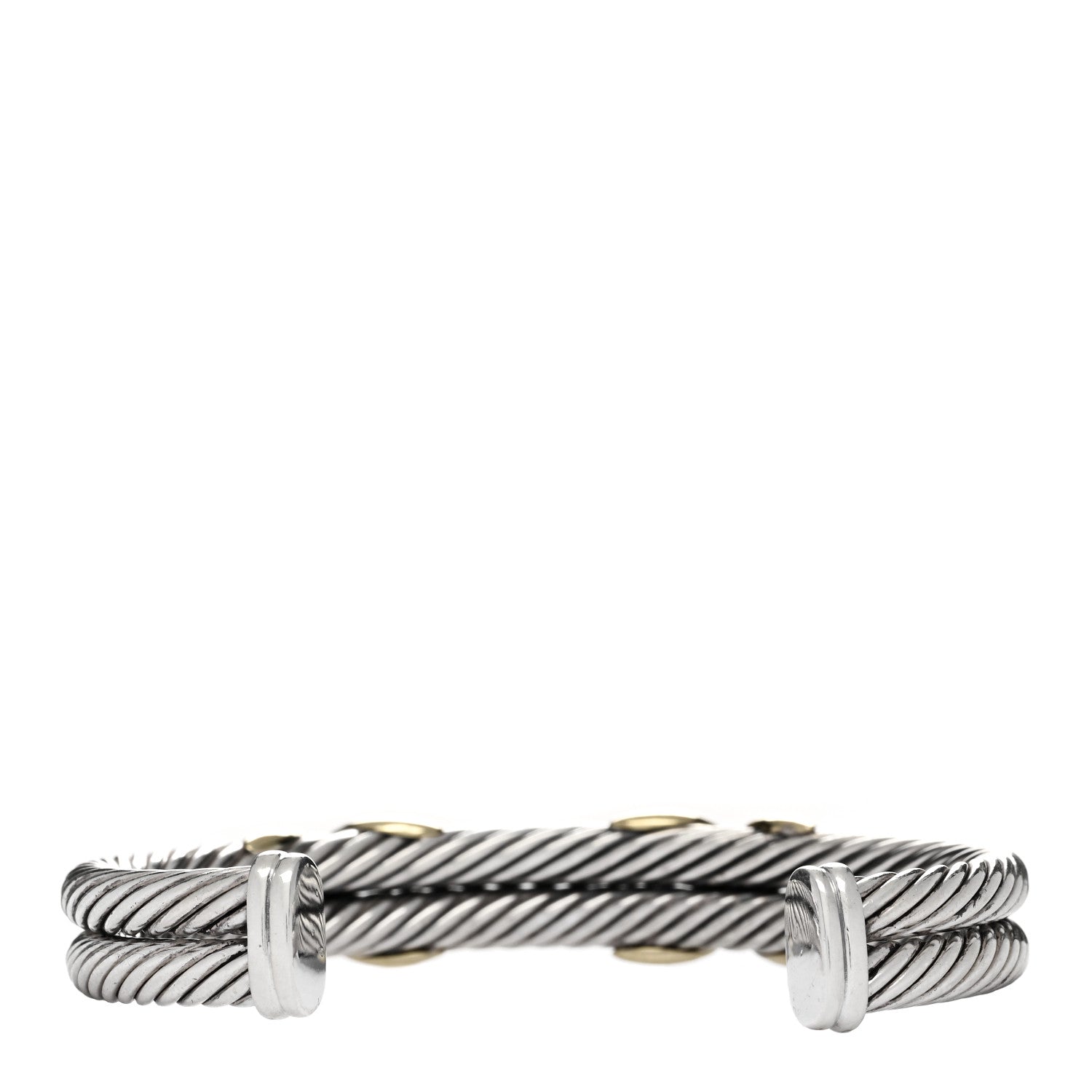 David Yurman Sterling Silver 14K Yellow Gold 10mm Double X Bracelet 2 of 3