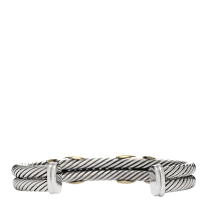 David Yurman Sterling Silver 14K Yellow Gold 10mm Double X Bracelet 2 of 3