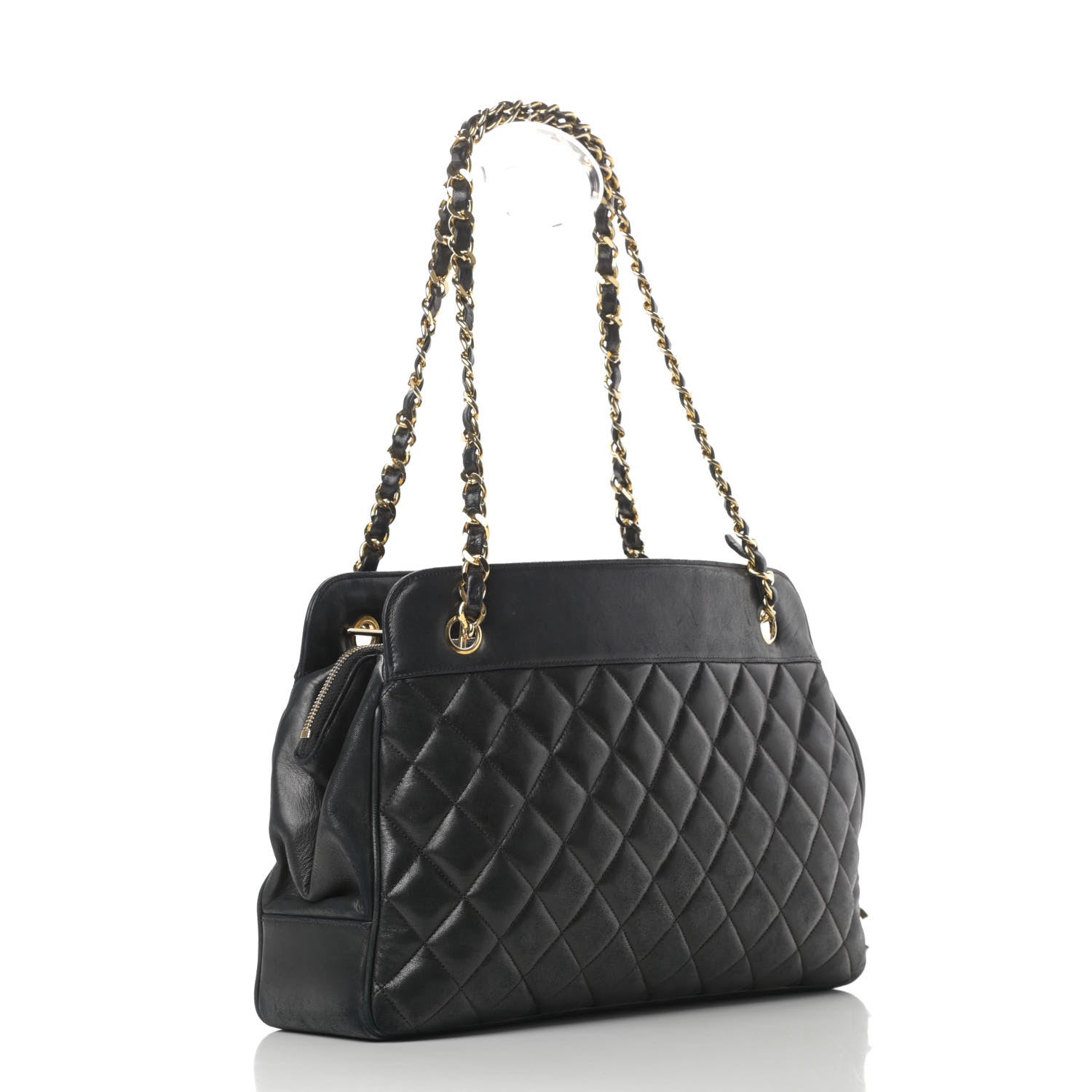 Chanel Lambskin Quilted Shopping Tote Black 3 of 18
