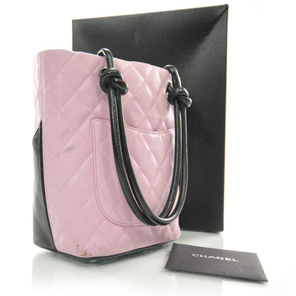 Chanel Calfskin Quilted Small Cambon Tote Pink Black 3 of 10