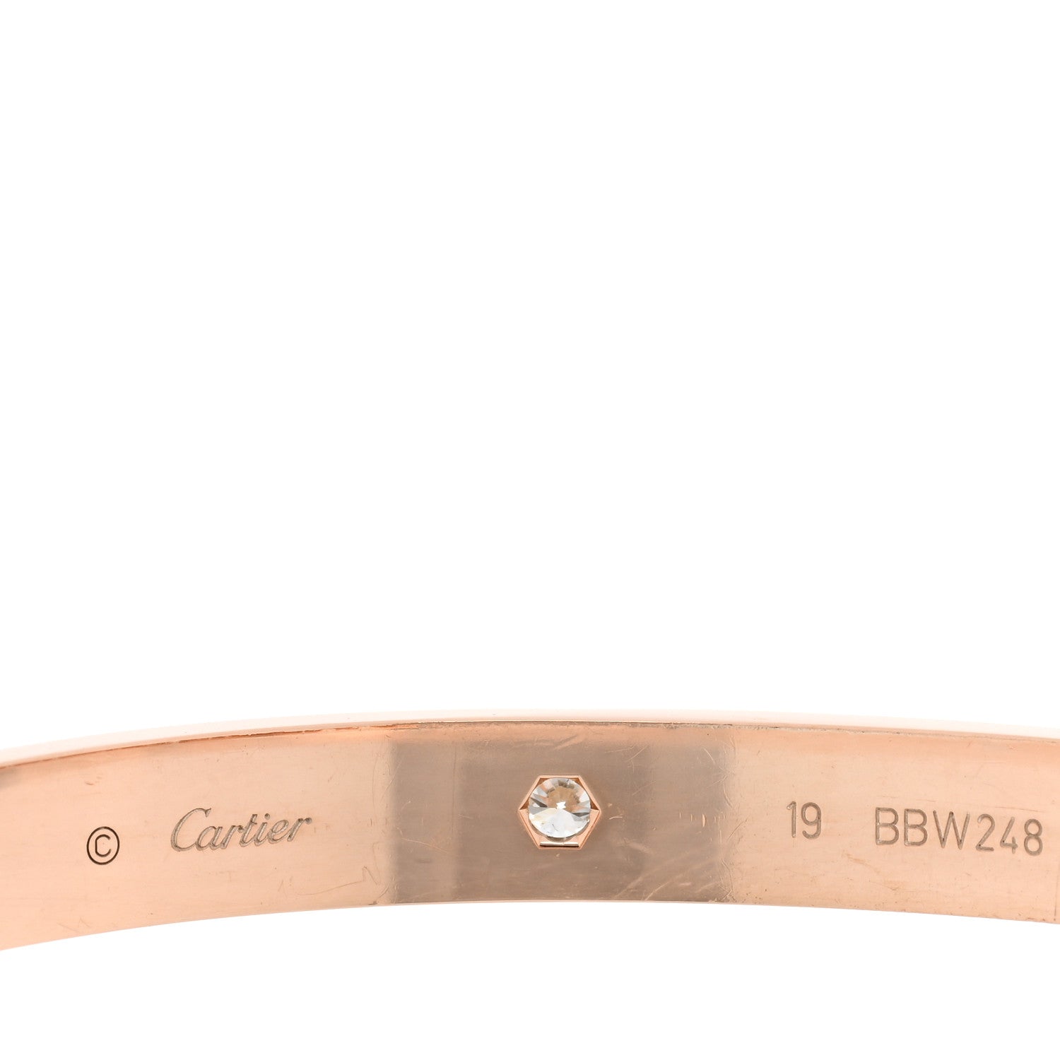 Cartier 18K Pink Gold 4 Diamond LOVE Bracelet 19 3 of 6