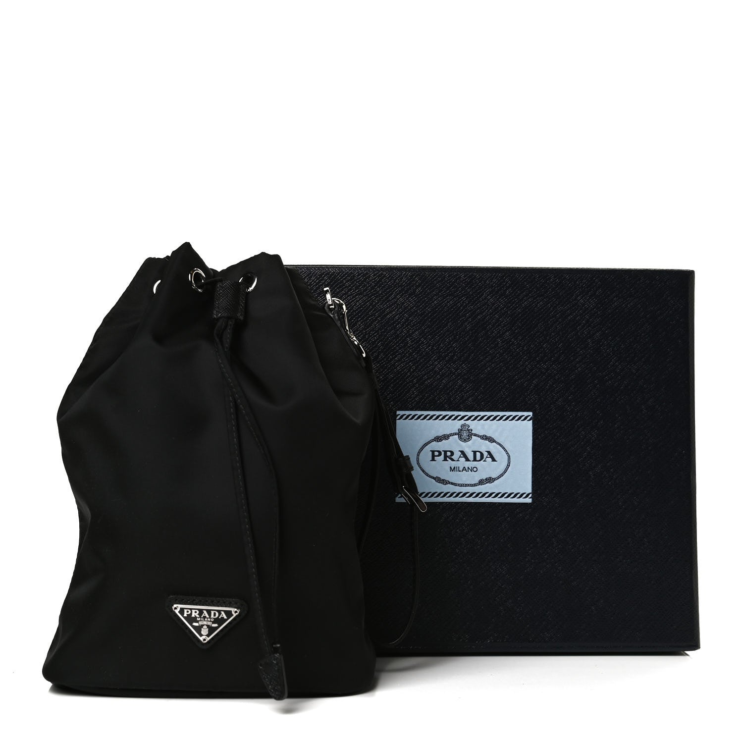 Prada Saffiano Tessuto Nylon Vela Bucket Wristlet Black 15 of 15