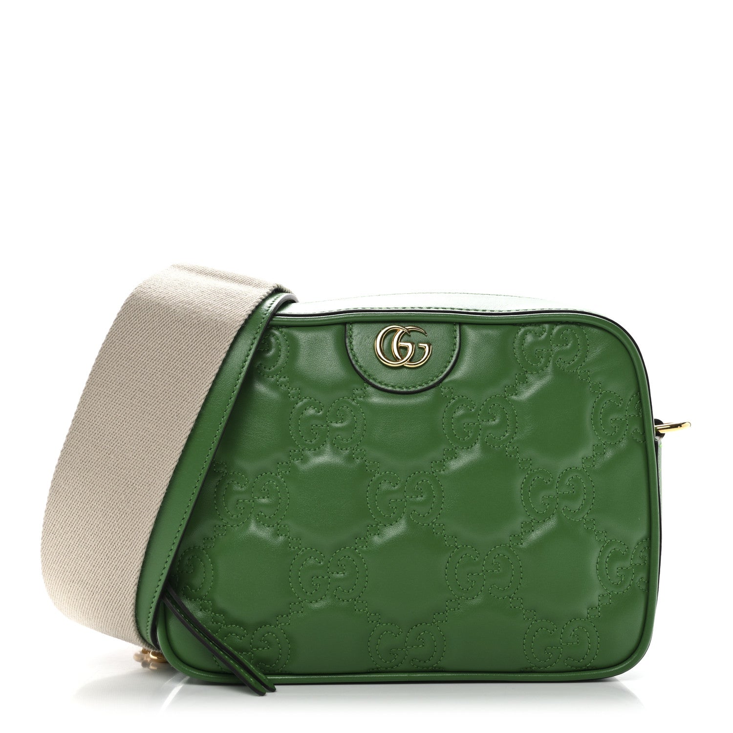 Gucci Calfskin GG Matelasse Shoulder Bag Spring Green Natural 1 of 10