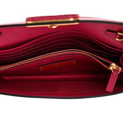 Valentino Garavani Grained Calfskin VSling Wallet On Chain Raspberry 5 of 9