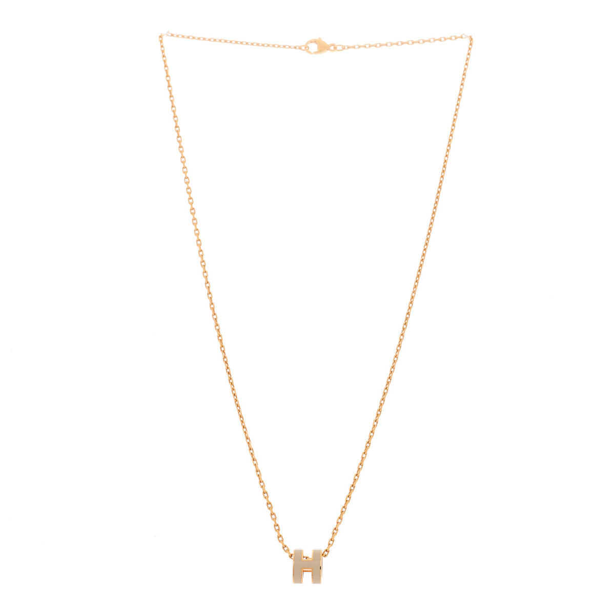Hermes Lacquered Rose Gold Mini Pop H Pendant Necklace Marron Glace 3 of 6