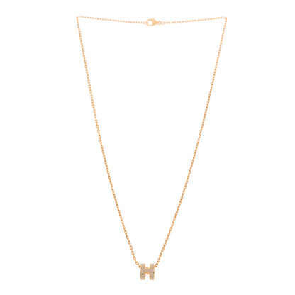 Hermes Lacquered Rose Gold Mini Pop H Pendant Necklace Marron Glace 3 of 6