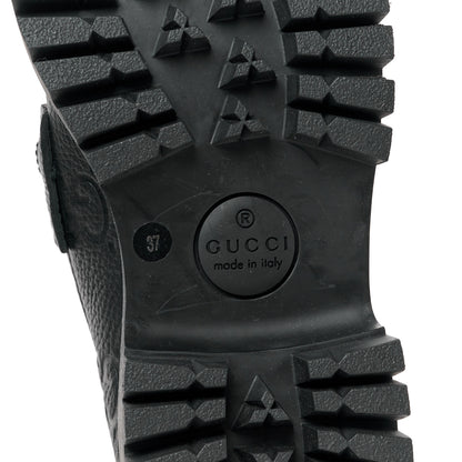 Gucci Piuma Calfskin GG Embossed Horsebit Platform Lug Sole 20mm Loafers 37 Black 6 of 12