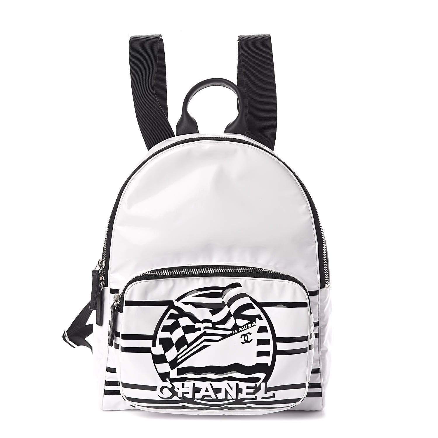 Chanel Vinyl La Pausa Bay Backpack White 1 of 9