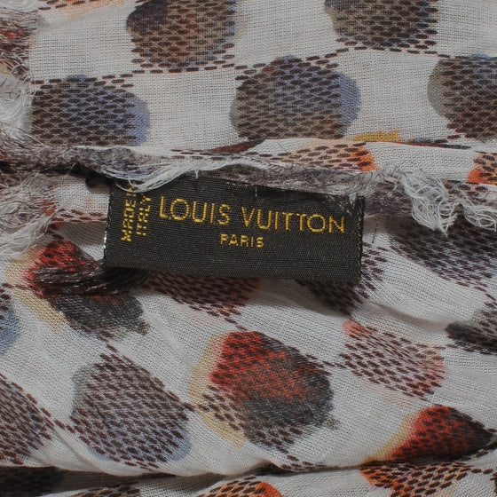 Louis Vuitton Cotton Painted Damier Etole Stole Scarf Marron 5 of 6