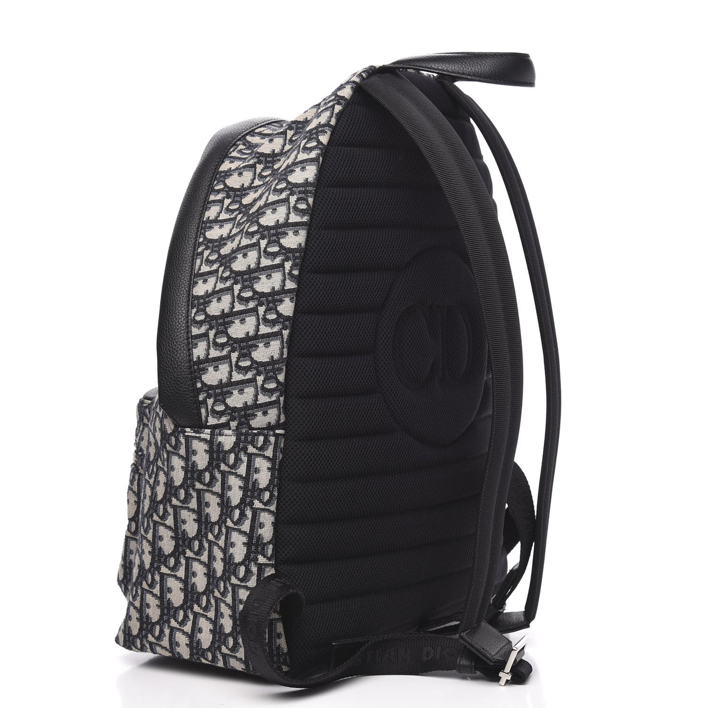 Oblique Calfskin Rider Backpack Beige Black