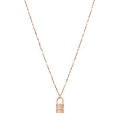 Hermes 18K Rose Gold Diamond Amulettes Cadenas Pendant Necklace 1 of 4