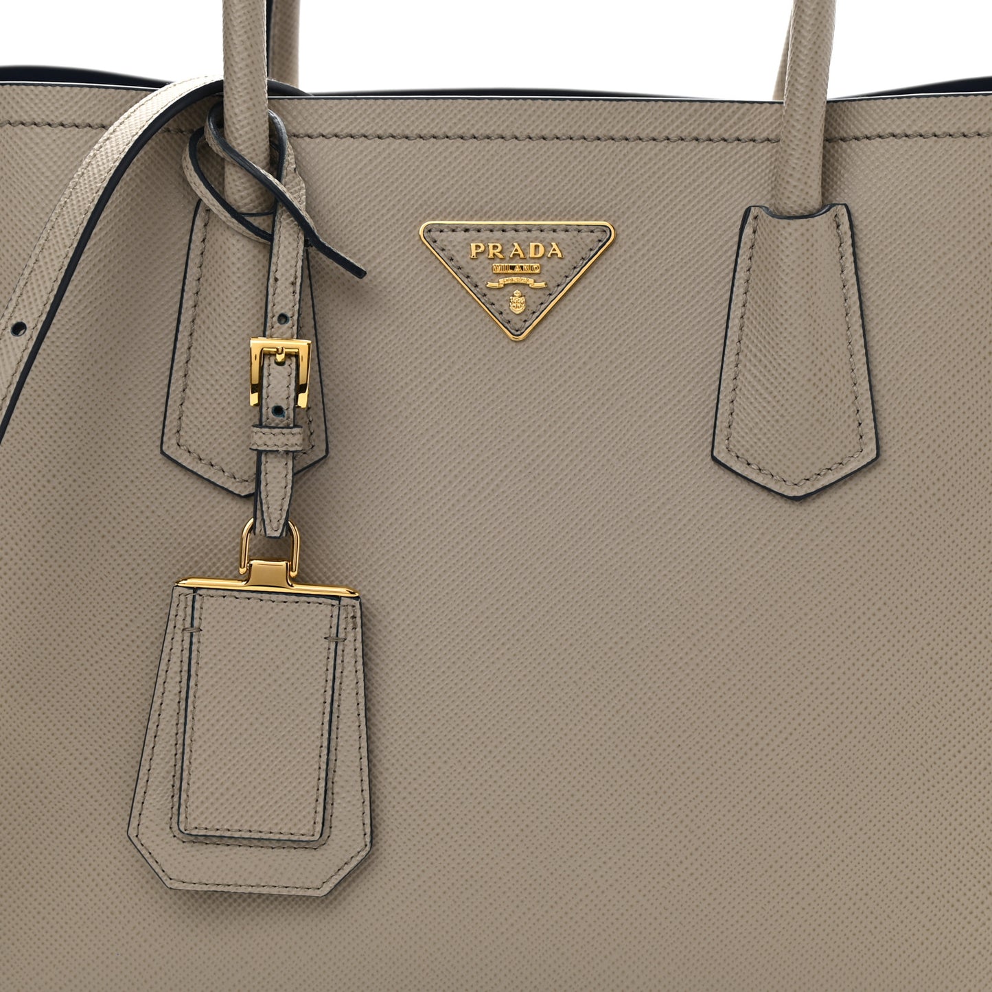 Saffiano Cuir Medium Double Bag Pomice Bluette