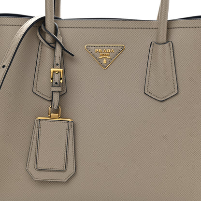 Prada Saffiano Cuir Medium Double Bag Pomice Bluette 8 of 11