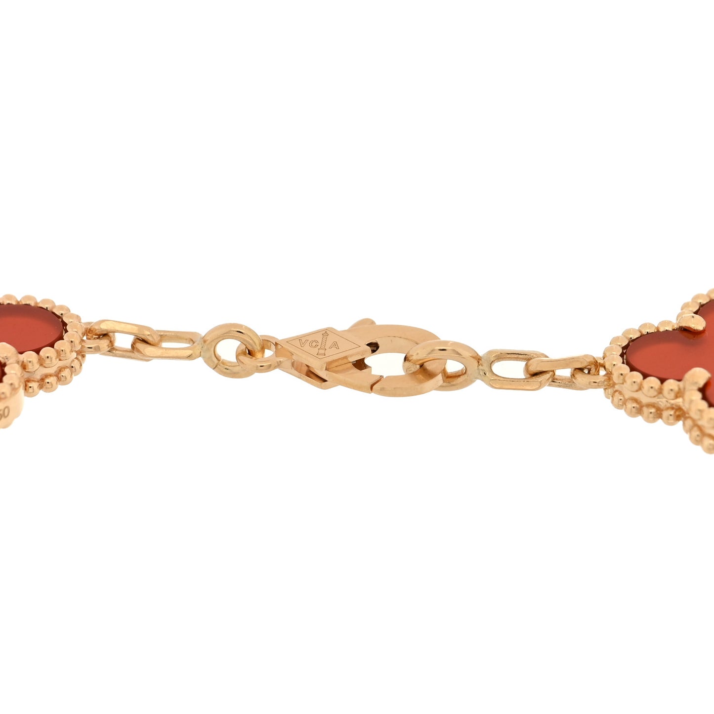 18K Yellow Gold Carnelian 5 Motifs Vintage Alhambra Bracelet