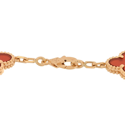 Van Cleef & Arpels 18K Yellow Gold Carnelian 5 Motifs Vintage Alhambra Bracelet 3 of 3