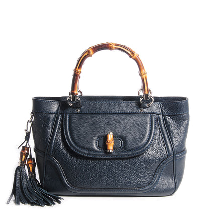 Gucci Guccissima New Bamboo Small Tassel Tote Dark Blue 1 of 7
