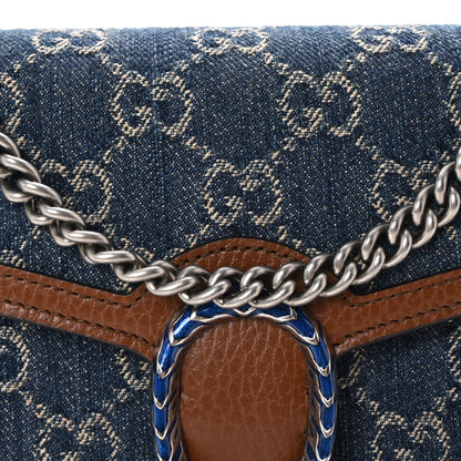 Gucci New Denim GG Monogram Dollar Calfskin Enamel Mini Dionysus Chain Wallet Blue Tea Cuir Epilog Electric Blue 8 of 10