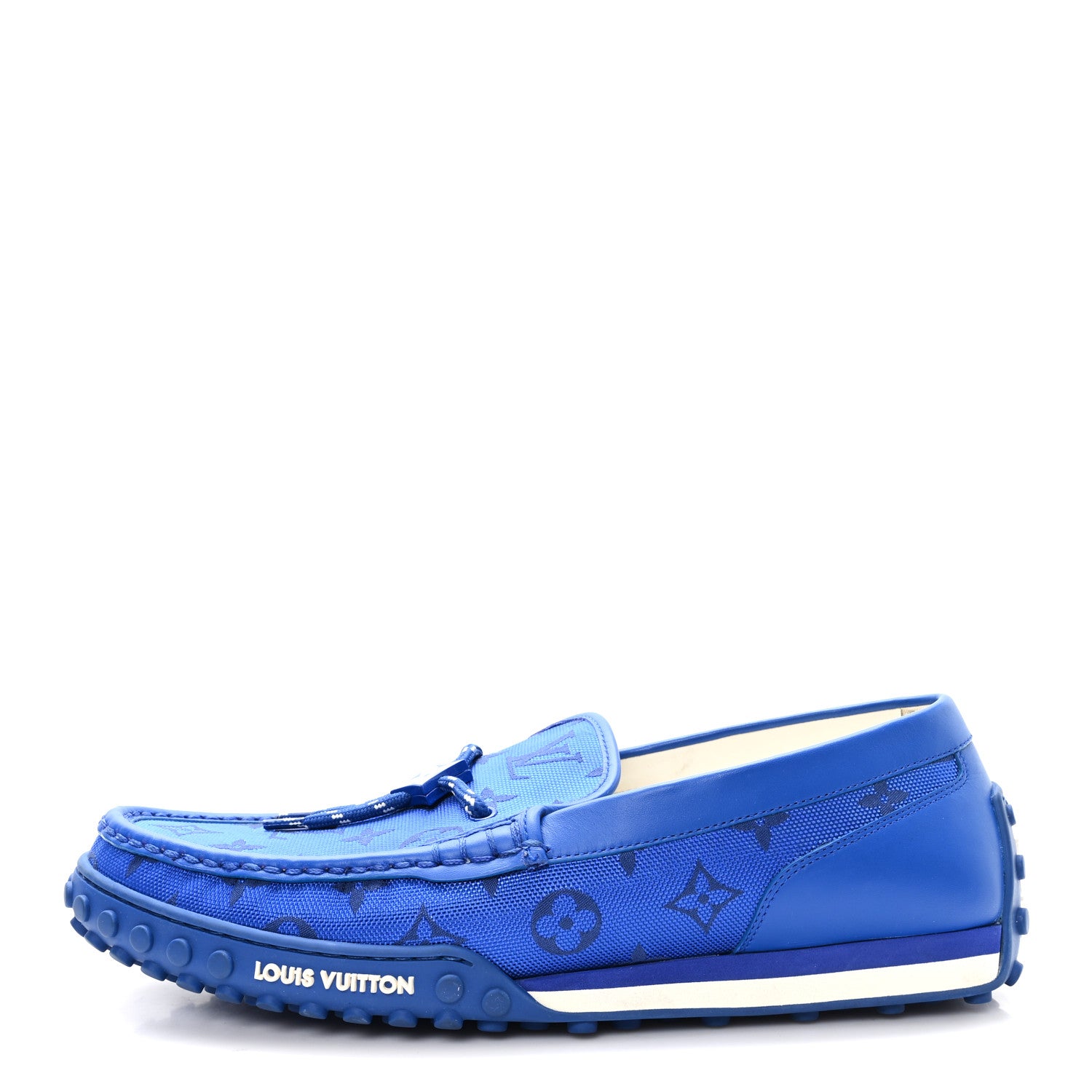 Louis Vuitton Monogram Jacquard Mens LV Racer Mocassin Loafers 9 Blue 1 of 9