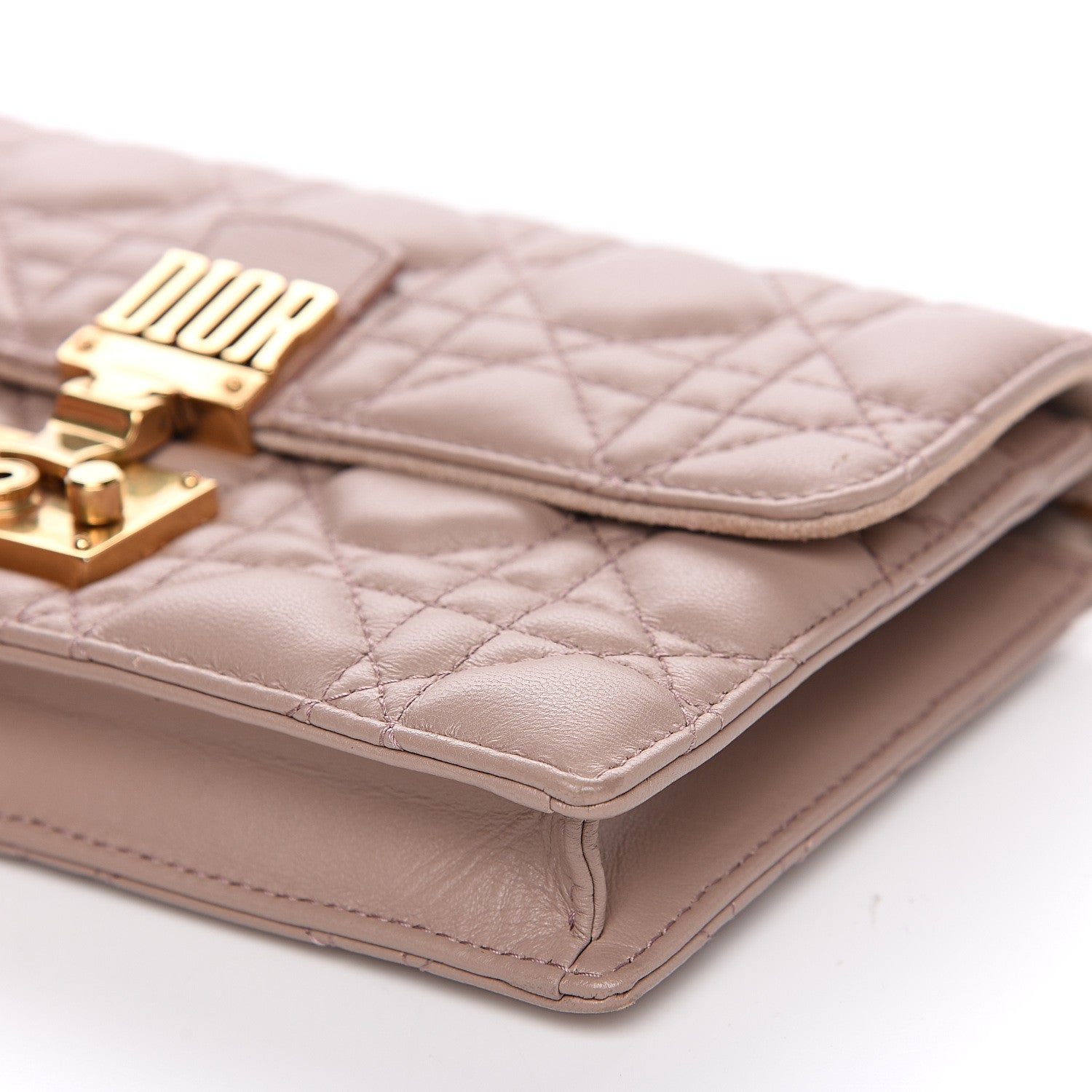 Christian Dior Lambskin Cannage Dioraddict Wallet On Chain Clutch Nude 7 of 9