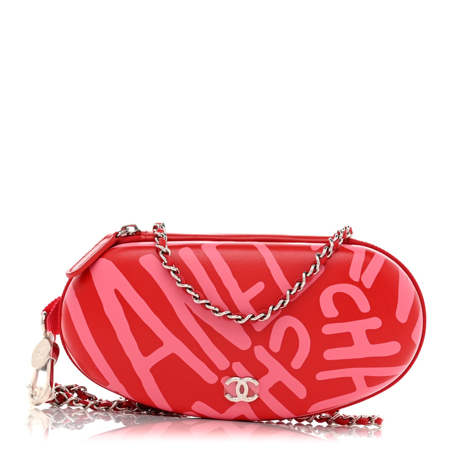 Chanel Lambskin Printed Coco Neige Glasses Case with Chain Pink 1 of 7
