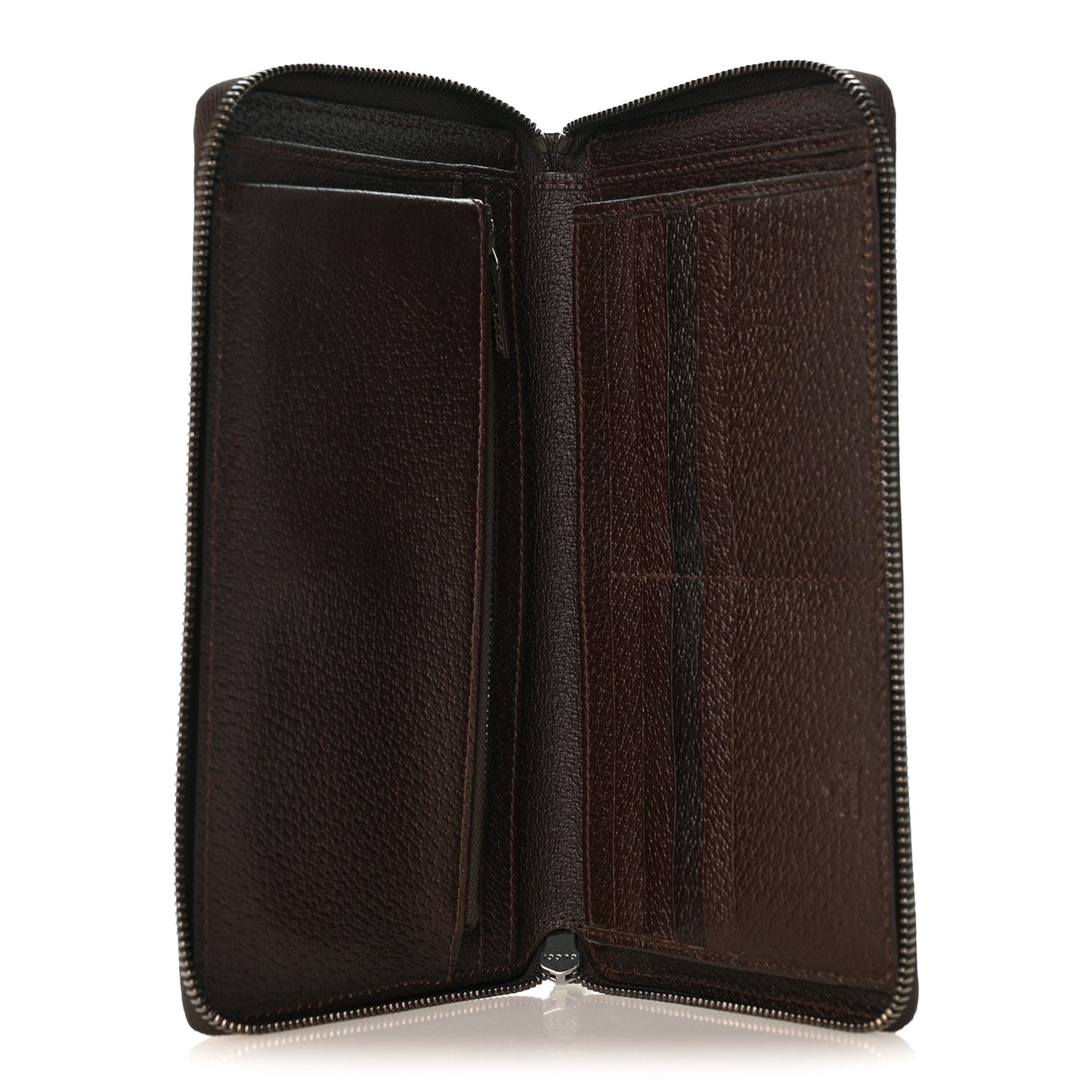 Monogram Metal Bar Zip Around Travel Wallet Dark Brown