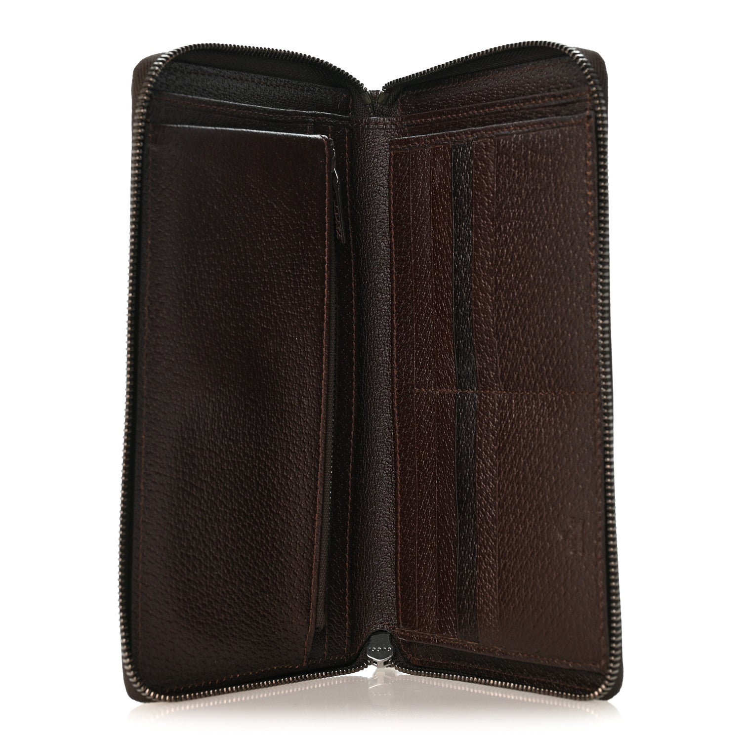 Gucci Monogram Metal Bar Zip Around Travel Wallet Dark Brown 5 of 10