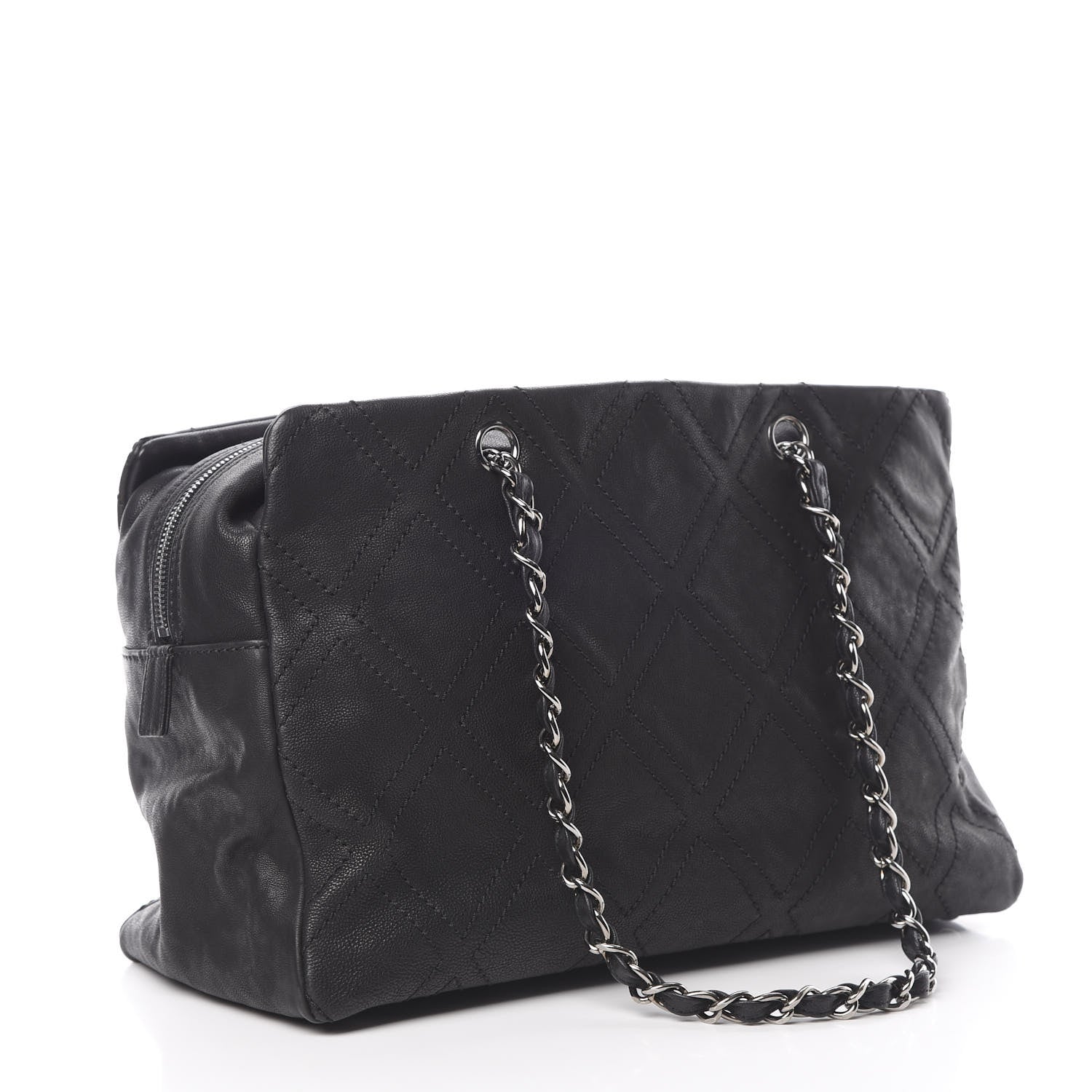 Chanel Calfskin Large Diamond Stitch Tote Black 3 of 10