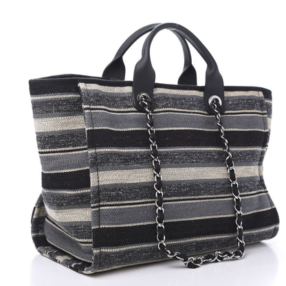 Chanel Striped Canvas Medium Deauville Tote Black 4 of 11