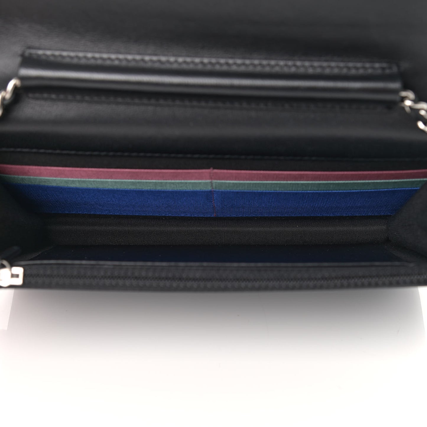 Lambskin Quilted Wallet On Chain WOC Black Pink Light Blue