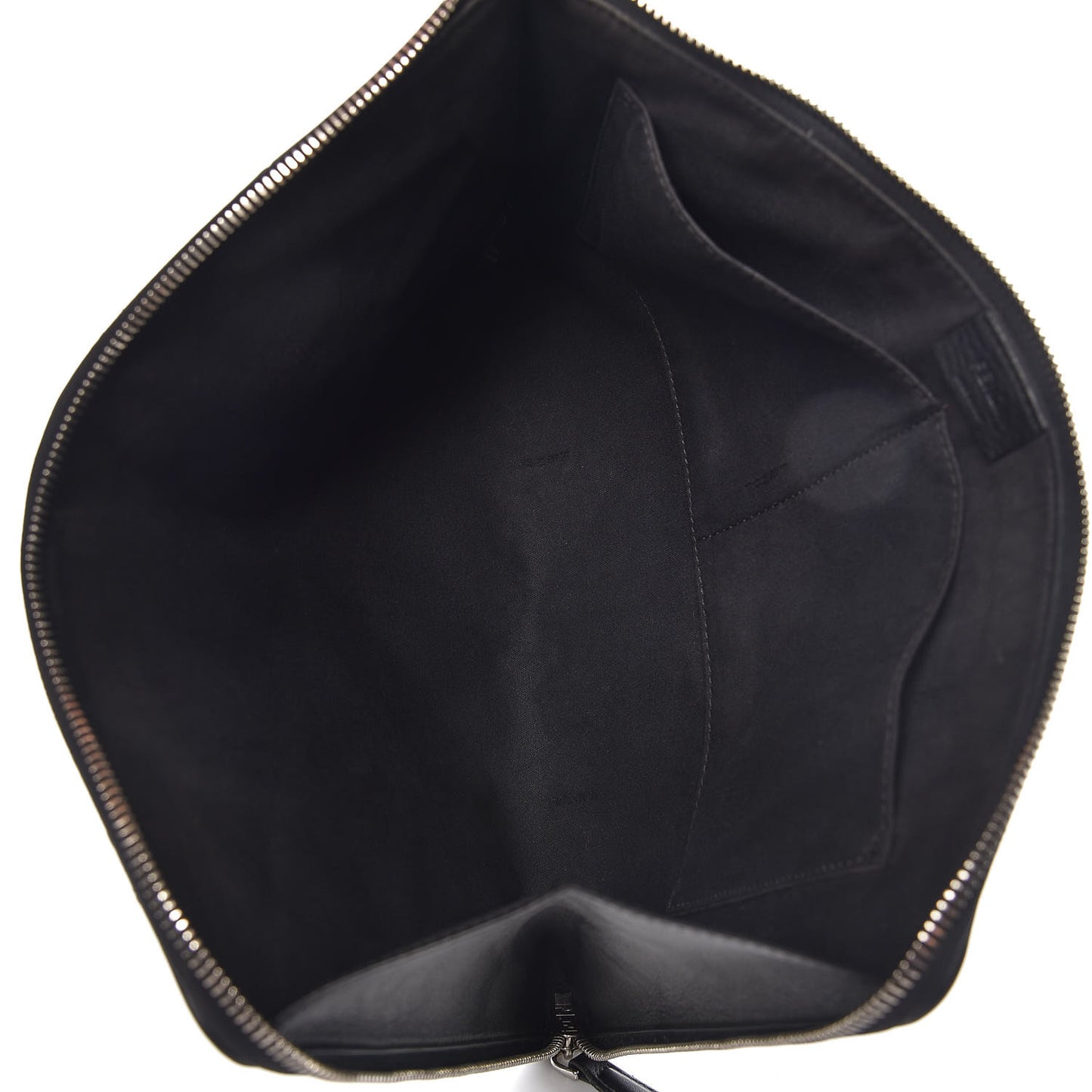 Calfskin Ayers Crocodile Monster Eyes Zip Around Pouch Black