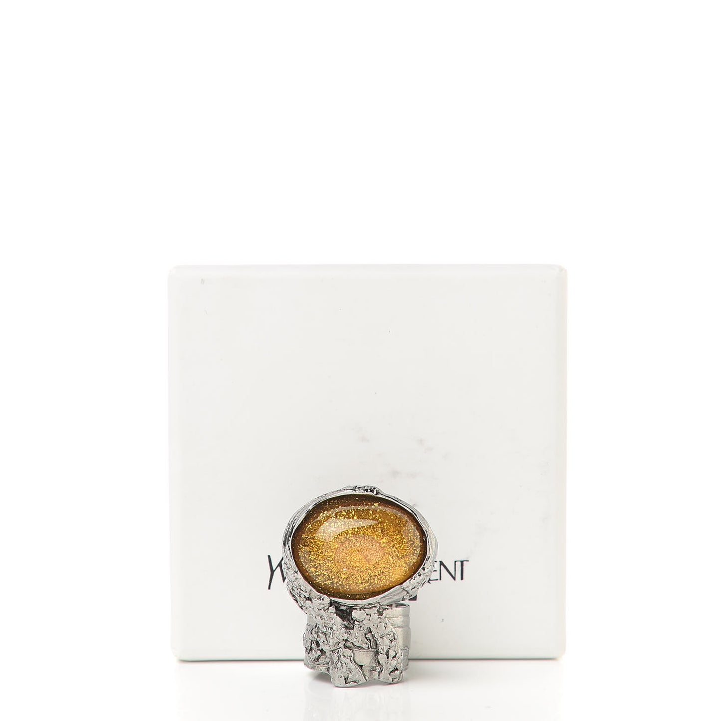 Glass Cabochon Arty Ovale Ring 7 Yellow