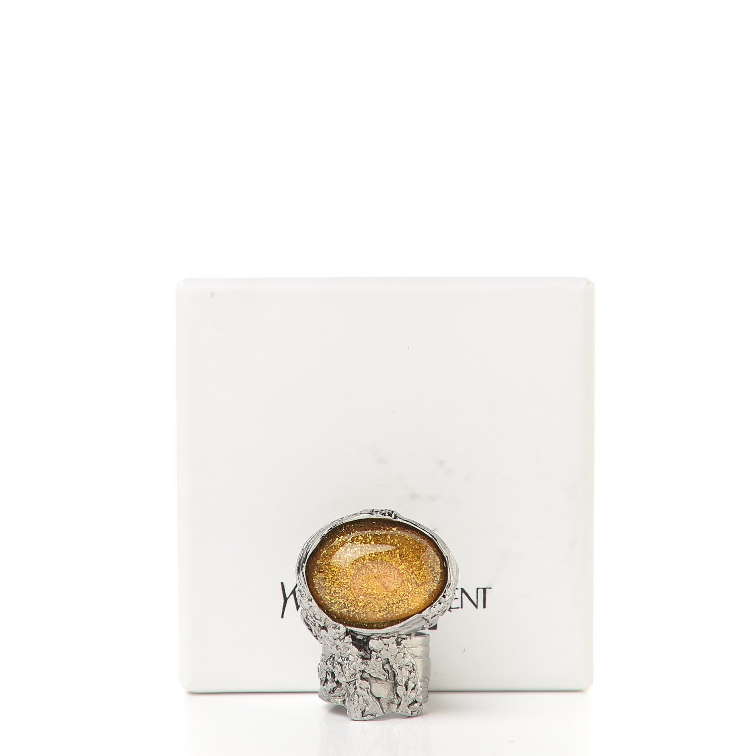 Saint Laurent Glass Cabochon Arty Ovale Ring 7 Yellow 6 of 6