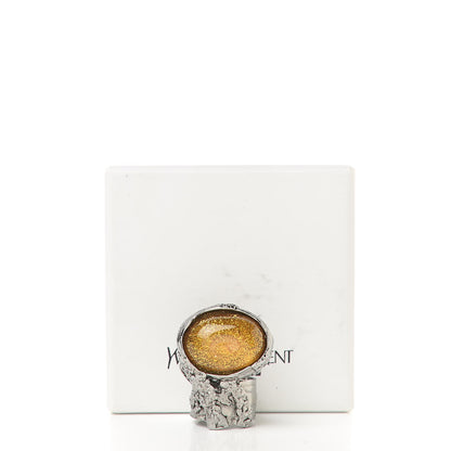 Saint Laurent Glass Cabochon Arty Ovale Ring 7 Yellow 6 of 6