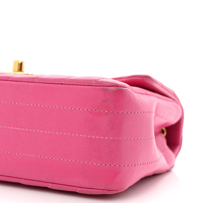 Chanel Lambskin Chevron Quilted Mini Rectangular Flap Dark Pink 11 of 12